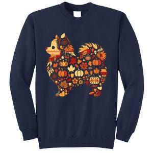 Autumn Pumpkin Fall Pomeranian Thanksgiving Womenss Tall Sweatshirt