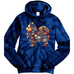 Autumn Pumpkin Fall Pomeranian Thanksgiving Womenss Tie Dye Hoodie