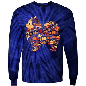 Autumn Pumpkin Fall Pomeranian Thanksgiving Womenss Tie-Dye Long Sleeve Shirt