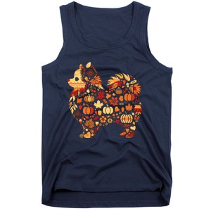 Autumn Pumpkin Fall Pomeranian Thanksgiving Womenss Tank Top