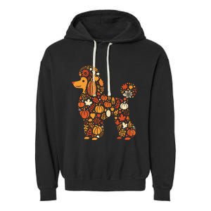 Autumn Pumpkin Fall Poodle Thanksgiving Dog Womenss Garment-Dyed Fleece Hoodie