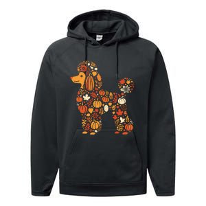 Autumn Pumpkin Fall Poodle Thanksgiving Dog Womenss Performance Fleece Hoodie