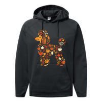 Autumn Pumpkin Fall Poodle Thanksgiving Dog Womenss Performance Fleece Hoodie