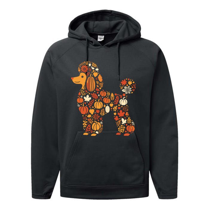 Autumn Pumpkin Fall Poodle Thanksgiving Dog Womenss Performance Fleece Hoodie