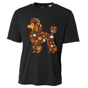 Autumn Pumpkin Fall Poodle Thanksgiving Dog Womenss Cooling Performance Crew T-Shirt