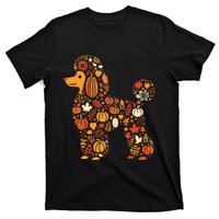 Autumn Pumpkin Fall Poodle Thanksgiving Dog Womenss T-Shirt