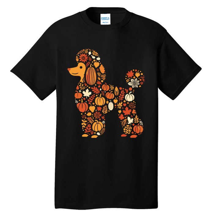 Autumn Pumpkin Fall Poodle Thanksgiving Dog Womenss Tall T-Shirt