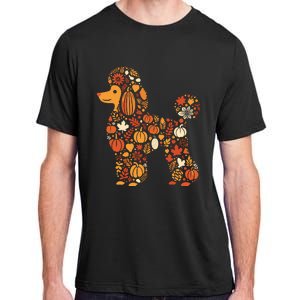 Autumn Pumpkin Fall Poodle Thanksgiving Dog Womenss Adult ChromaSoft Performance T-Shirt