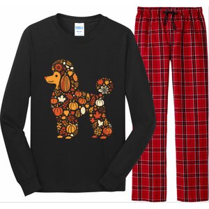 Autumn Pumpkin Fall Poodle Thanksgiving Dog Womenss Long Sleeve Pajama Set