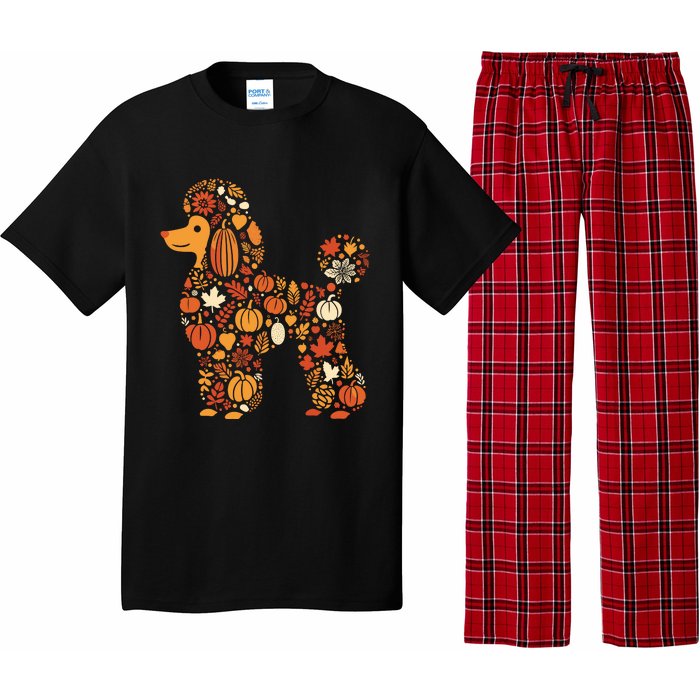 Autumn Pumpkin Fall Poodle Thanksgiving Dog Womenss Pajama Set