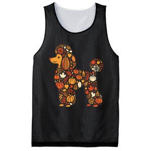 Autumn Pumpkin Fall Poodle Thanksgiving Dog Womenss Mesh Reversible Basketball Jersey Tank