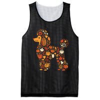 Autumn Pumpkin Fall Poodle Thanksgiving Dog Womenss Mesh Reversible Basketball Jersey Tank