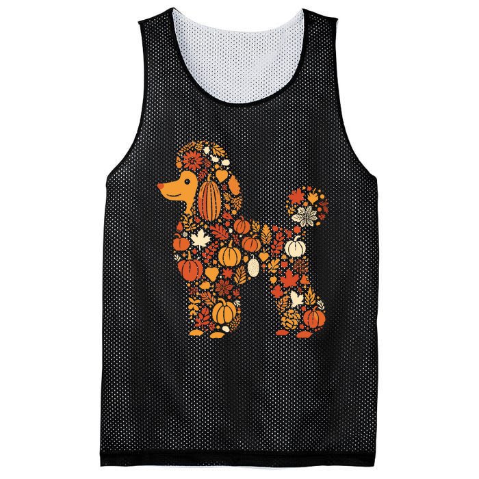 Autumn Pumpkin Fall Poodle Thanksgiving Dog Womenss Mesh Reversible Basketball Jersey Tank