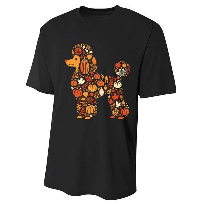 Autumn Pumpkin Fall Poodle Thanksgiving Dog Womenss Performance Sprint T-Shirt