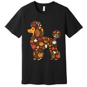 Autumn Pumpkin Fall Poodle Thanksgiving Dog Womenss Premium T-Shirt