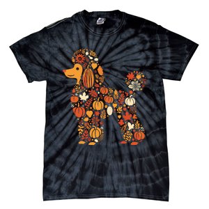 Autumn Pumpkin Fall Poodle Thanksgiving Dog Womenss Tie-Dye T-Shirt