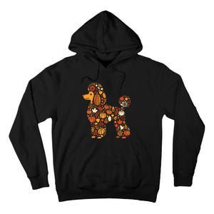 Autumn Pumpkin Fall Poodle Thanksgiving Dog Womenss Tall Hoodie