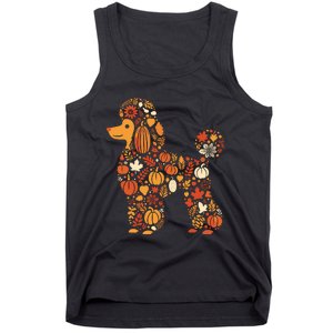 Autumn Pumpkin Fall Poodle Thanksgiving Dog Womenss Tank Top