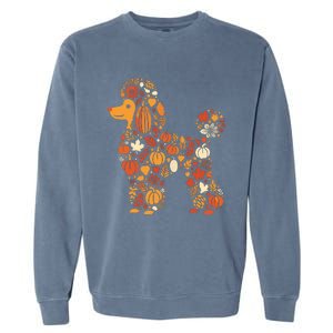 Autumn Pumpkin Fall Poodle Thanksgiving Dog Womenss Garment-Dyed Sweatshirt