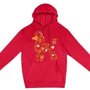 Autumn Pumpkin Fall Poodle Thanksgiving Dog Womenss Premium Pullover Hoodie