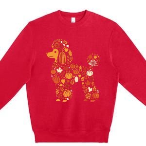 Autumn Pumpkin Fall Poodle Thanksgiving Dog Womenss Premium Crewneck Sweatshirt