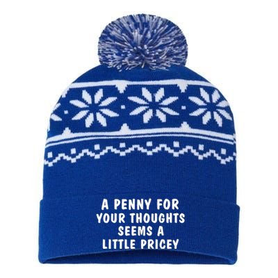 A Penny For Your Thoughts Funny Sarcastic Joke USA-Made Snowflake Beanie