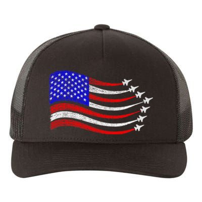 American Patriotic Fighter Jets Usa Flag Waving 4th Of July Yupoong Adult 5-Panel Trucker Hat