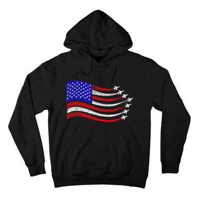 American Patriotic Fighter Jets Usa Flag Waving 4th Of July Hoodie