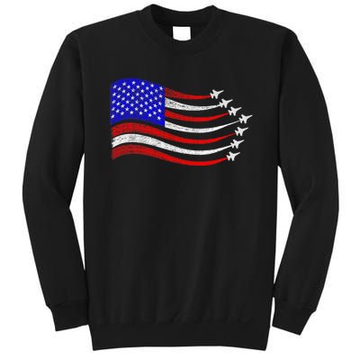 American Patriotic Fighter Jets Usa Flag Waving 4th Of July Sweatshirt