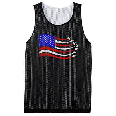 American Patriotic Fighter Jets Usa Flag Waving 4th Of July Mesh Reversible Basketball Jersey Tank