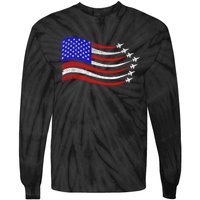 American Patriotic Fighter Jets Usa Flag Waving 4th Of July Tie-Dye Long Sleeve Shirt