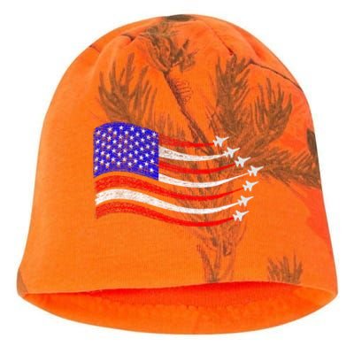 American Patriotic Fighter Jets Usa Flag Waving 4th Of July Kati - Camo Knit Beanie