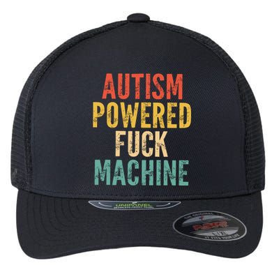 Autism Powered Fck Machine Vintage Autism Awareness Flexfit Unipanel Trucker Cap