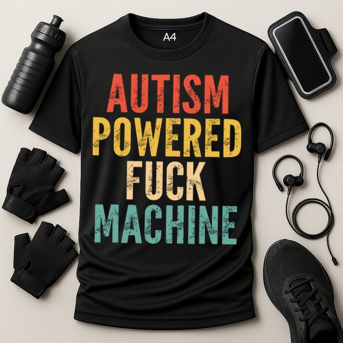 Autism Powered Fck Machine Vintage Autism Awareness Performance Shirt