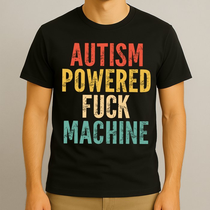 Autism Powered Fck Machine Vintage Autism Awareness T-Shirt