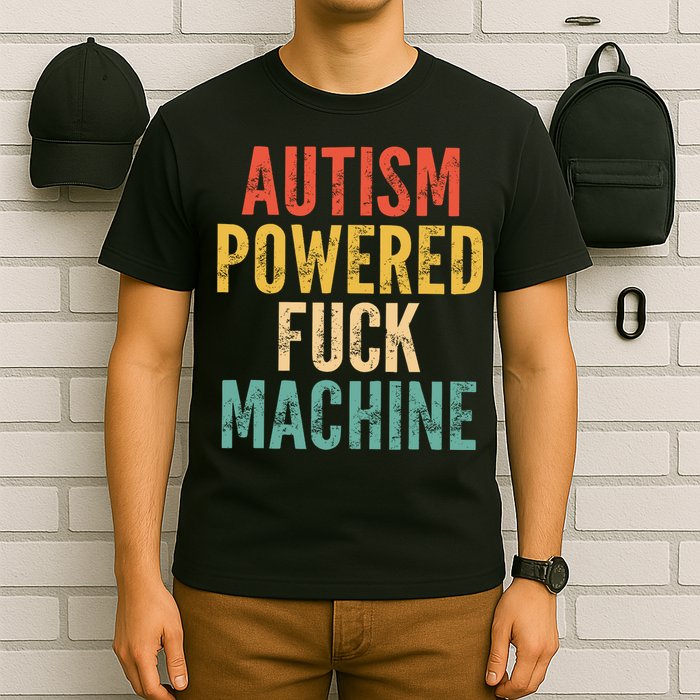 Autism Powered Fck Machine Vintage Autism Awareness T-Shirt