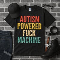 Autism Powered Fck Machine Vintage Autism Awareness Tall T-Shirt