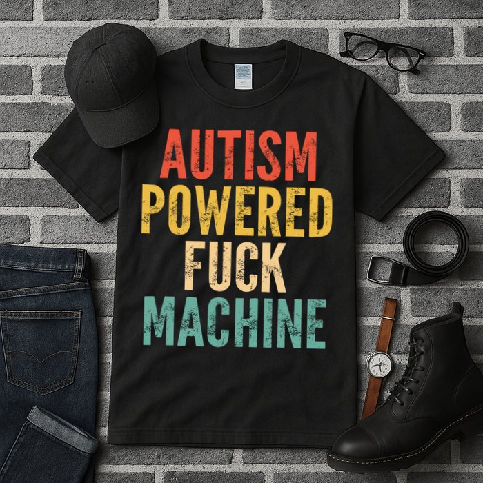 Autism Powered Fck Machine Vintage Autism Awareness Tall T-Shirt