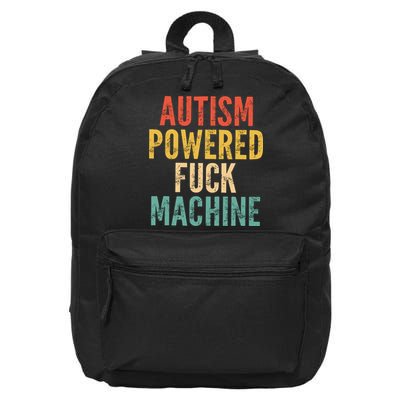Autism Powered Fck Machine Vintage Autism Awareness 16 in Basic Backpack