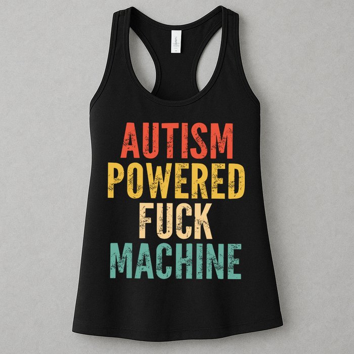 Autism Powered Fck Machine Vintage Autism Awareness Womens Tank Top