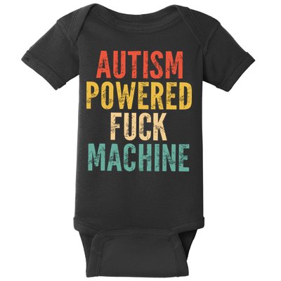 Autism Powered Fck Machine Vintage Autism Awareness Baby Bodysuit
