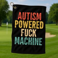 Autism Powered Fck Machine Vintage Autism Awareness Golf Towel