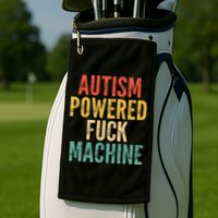 Autism Powered Fck Machine Vintage Autism Awareness Golf Towel
