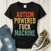 Autism Powered Fck Machine Vintage Autism Awareness Womens T-Shirt