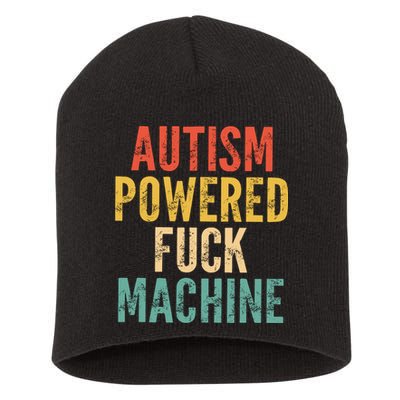 Autism Powered Fck Machine Vintage Autism Awareness Short Acrylic Beanie