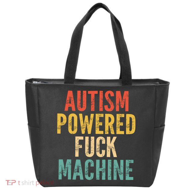 Autism Powered Fck Machine Vintage Autism Awareness Zip Tote Bag