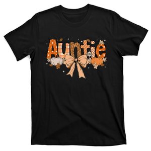 Auntie Pumpkin Fall Coquette Bow Thanksgiving Mom T-Shirt