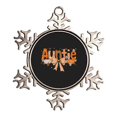 Auntie Pumpkin Fall Coquette Bow Thanksgiving Mom Metallic Star Ornament