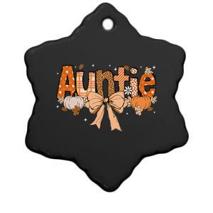 Auntie Pumpkin Fall Coquette Bow Thanksgiving Mom Ceramic Star Ornament