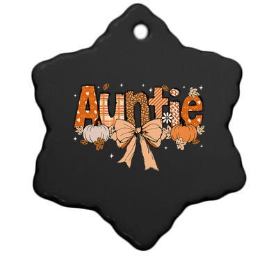 Auntie Pumpkin Fall Coquette Bow Thanksgiving Mom Ceramic Star Ornament